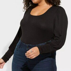 Super Soft Square Neck Long Puff Sleeve Tee